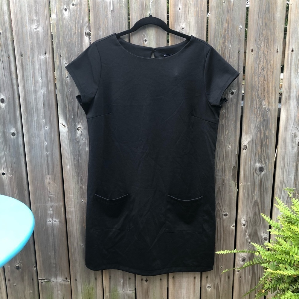 🎄George black shift dress with pockets SZ  L NWT